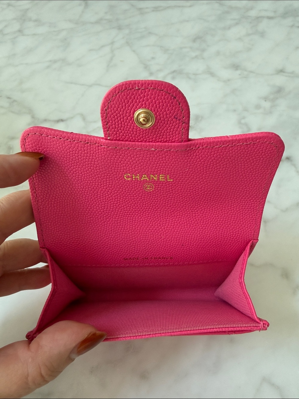 CHANEL Pink Quilted Flap Card Holder with Gold CC Hardware - Picture 6 of 8